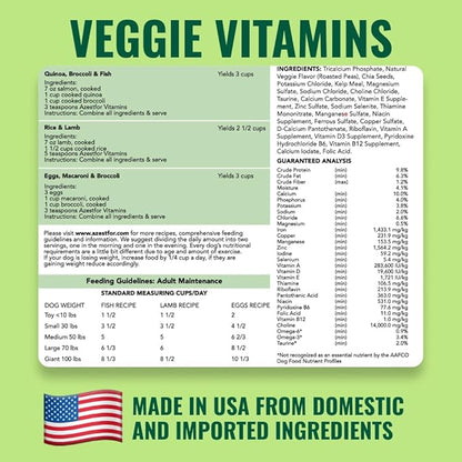 Dog Vitamins Supplements Raw and Homemade Dog Food Multivitamins Minerals Powder 1lb Veggie Flavor