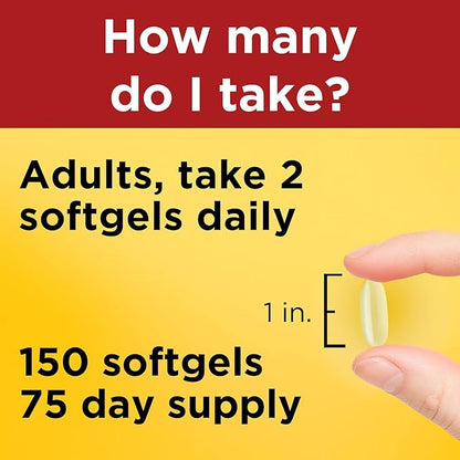 Nature Made Fish Oil 1200 mg Softgels, Fish Oil Supplements, Omega 3 Fish Oil for Healthy Heart Support, Omega 3 Supplement with 150 Softgels, 75 Day Supply