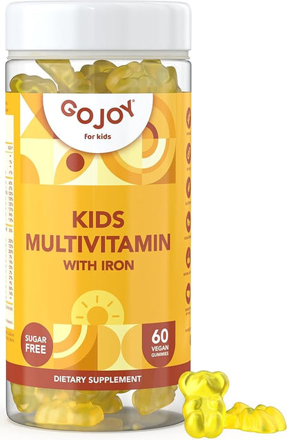 Kids Multivitamin Gummies with Iron - Chewable Sugar Free Kids Multivitamin Gummy Vitamins - for Toddlers & Children 3 & Up