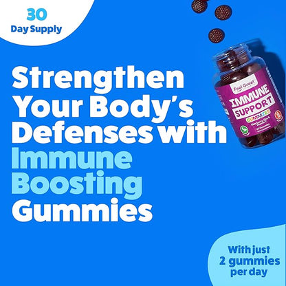 Feel Great Immunity Support Gummies with Elderberry, Zinc and Vitamin C | Sambucus Nigra Supplement | 60 Gummies