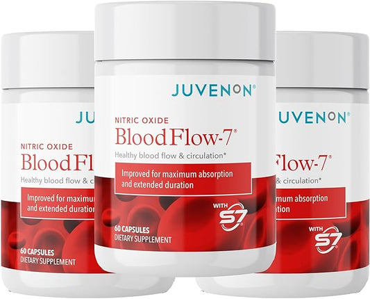 Juvenon BloodFlow-7 Nitric Oxide Supplement with Nitrosigine 60 Count (Pack of 3)