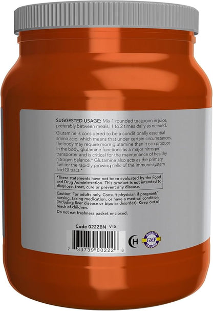 NOW Foods Sports Nutrition, L-Glutamine Pure Powder, Nitrogen Transporter*, Amino Acid, 35.3-Ounce