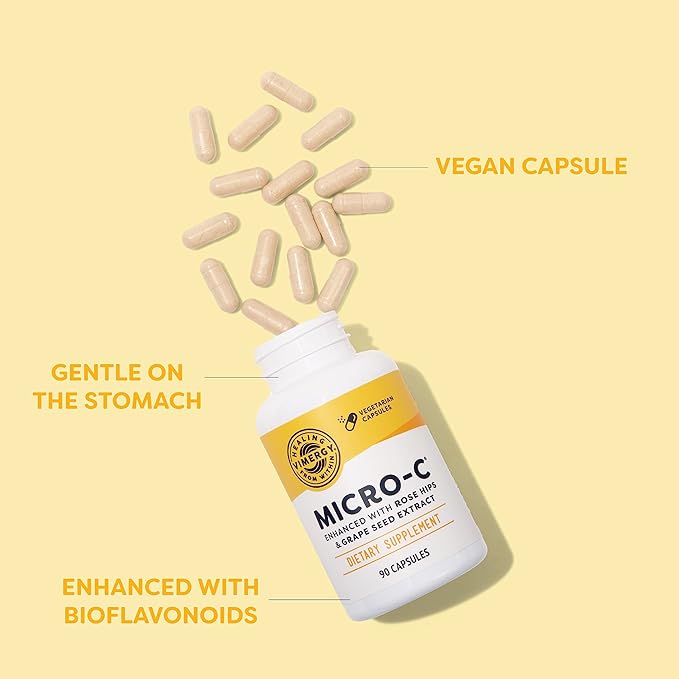 Vimergy Micro-C ®, Trial Size - 90 Servings – 500mg All-Natural Buffered Vitamin C Capsules with Rose HIPS, Rutin, Grape Seed & Acerola Fruit Extract - Supports a Healthy Immune System & Skin Health