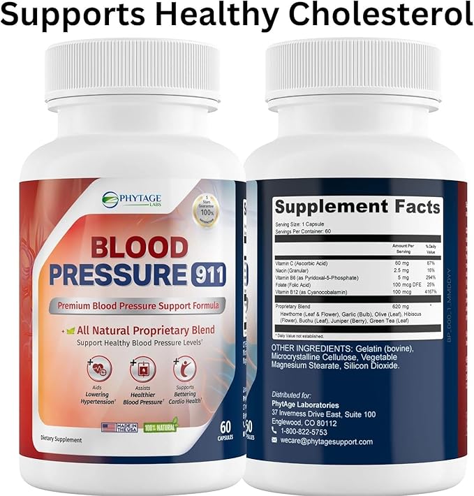 Blood Pressure 911 Premium Supplement - BP Support Pills. 3 Pack