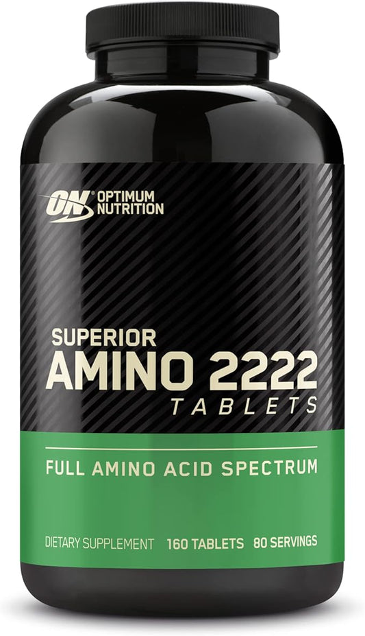 Optimum Nutrition Superior Amino 2222 Tablets, Complete Essential Amino Acids, EAAs, 160 Count