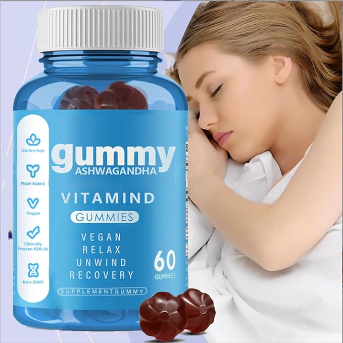 Ashwagandha Gummies-Ashwagandha Vitamin D Gummy Vitamins Supplements - Mixed Berry, KSM-66-60 Count