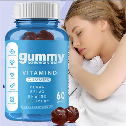 Ashwagandha Gummies-Ashwagandha Vitamin D Gummy Vitamins Supplements - Mixed Berry, KSM-66-60 Count