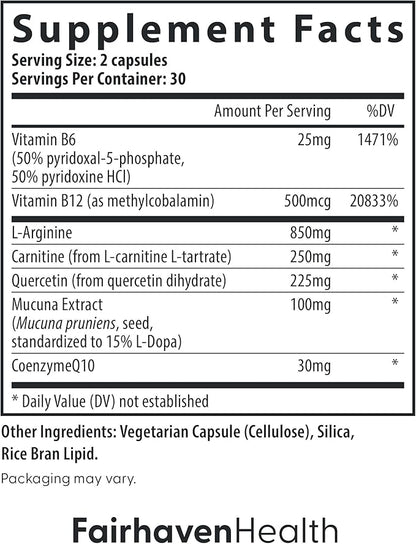 Fairhaven Health MotilityBoost for Men | Prenatal Male Fertility Supplement for Motility Strength | Pre-Conception for Him Includes L-Carnitine, Vitamin B12, B6, CoQ10 and Quercetin | 60 Capsules