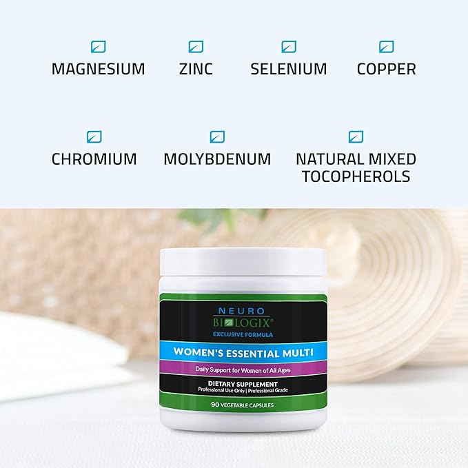 Neuro biologix Women's Essential Multi, Daily Multivitamin for Women with Iron, Superior Bioavailability for Methylation Support, Hormonal Balance - Organic, Methylated Formula, 90 Capsules