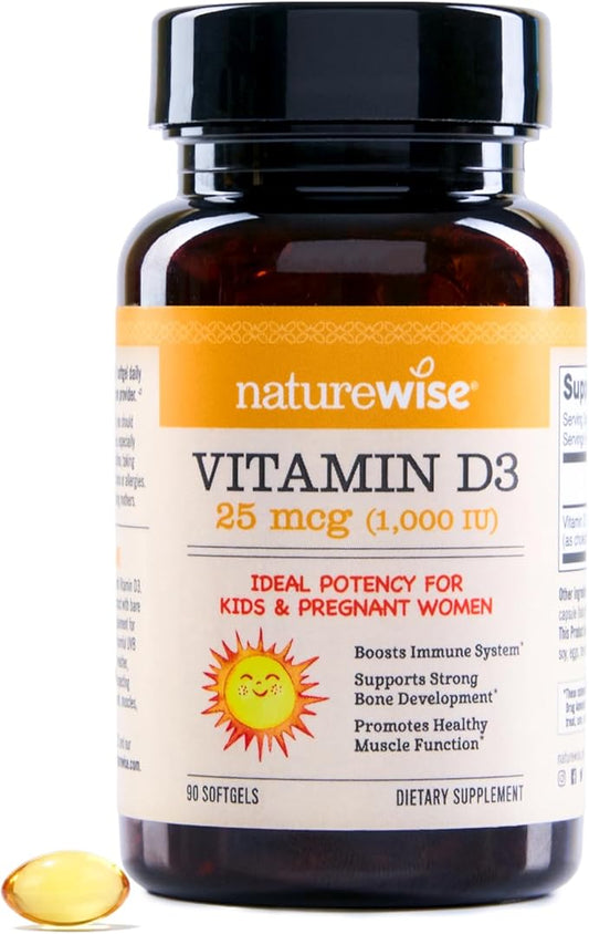 NatureWise Vitamin D3 1000iu (25 mcg) 90-Day Supply for Immune Support, Healthy Muscle Function, and Bone Health - Non-GMO, Gluten Free in Organic Extra Virgin Olive Oil, (Mini Softgel), 90 Count