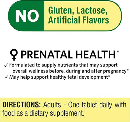 Prenatal Multivitamin and Multimineral, 100 Tablets (Pack of 2) for Pregnant and Nursing Women With 14 Essential Nutrients Including Iron, Calcium, Folic Acid, and Vitamin D, Gluten-Free, Lactose-Free