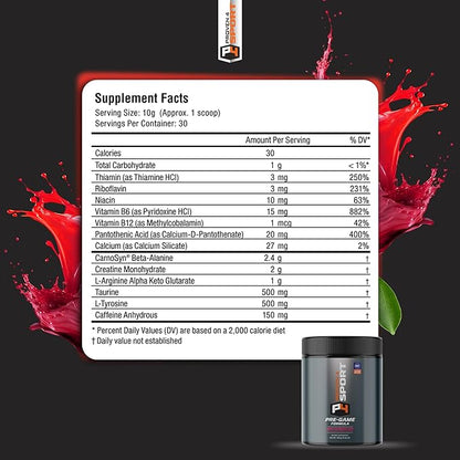 Proven4 Pre Workout Powder for Men and Women with Creatine - Beta Alanine - Caffeine NSF Certified preworkout Energy Supplement Watermelon 30 Servings