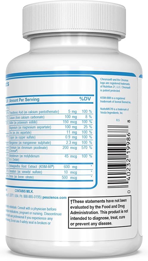 PEScience TruMulti Men's, Multivitamin with Premium Quality Vitamin C, D, Zinc for Immune & Stress Support, 90 Capsules