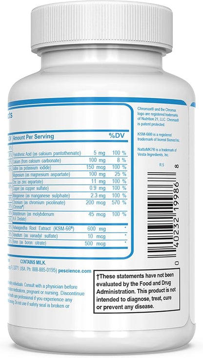 PEScience TruMulti Men's, Multivitamin with Premium Quality Vitamin C, D, Zinc for Immune & Stress Support, 90 Capsules