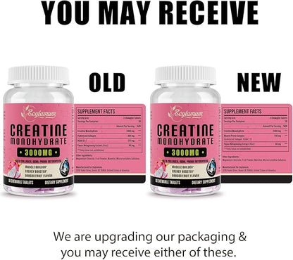 Creatine Monohydrate for Women, Creatine Supplement 3000 MG, with Hydrolyzed Collagen, BCAA, for Muscle Builder & Strength, Energy Boost, Faster recovery, Vegan, Non-GMO, Sugar Free, 60 Servings