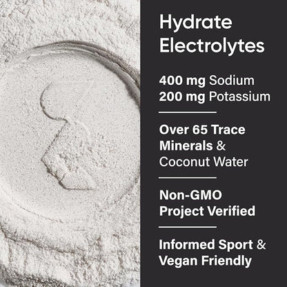 Sports Research Hydrate Electrolytes Powder - Sugar-Free & Naturally Flavored with Vitamins, Minerals, and Coconut Water - Supports Hydration - Lemon Lime