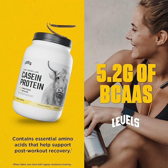 Levels 100% Micellar Casein Protein, Hormone Free, Vanilla Bean, 2LB