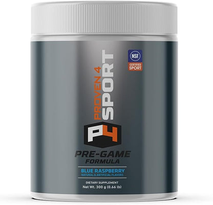 Proven4 Pre Workout Powder for Men and Women with Creatine - Beta Alanine - Caffeine NSF Certified preworkout Energy Supplement Blue Raspberry 30 Servings