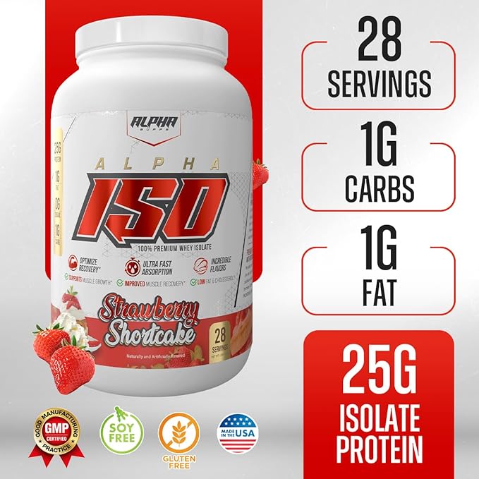 ISO, Low Carb 100% Whey Protein Isolate Powder, 25 Grams Per Serving, Helps Support Muscle Growth, Low Sugar and Gluten Free (Strawberry Shortcake, 2 lb)