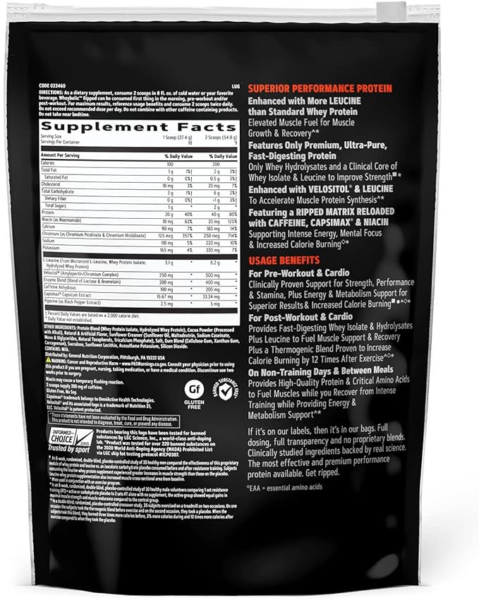 GNC AMP Wheybolic Ripped | Targeted Muscle Building and Workout Support Formula | Pure Whey Protein Powder Isolate with BCAA | Gluten Free | 9 Servings | Chocolate Fudge