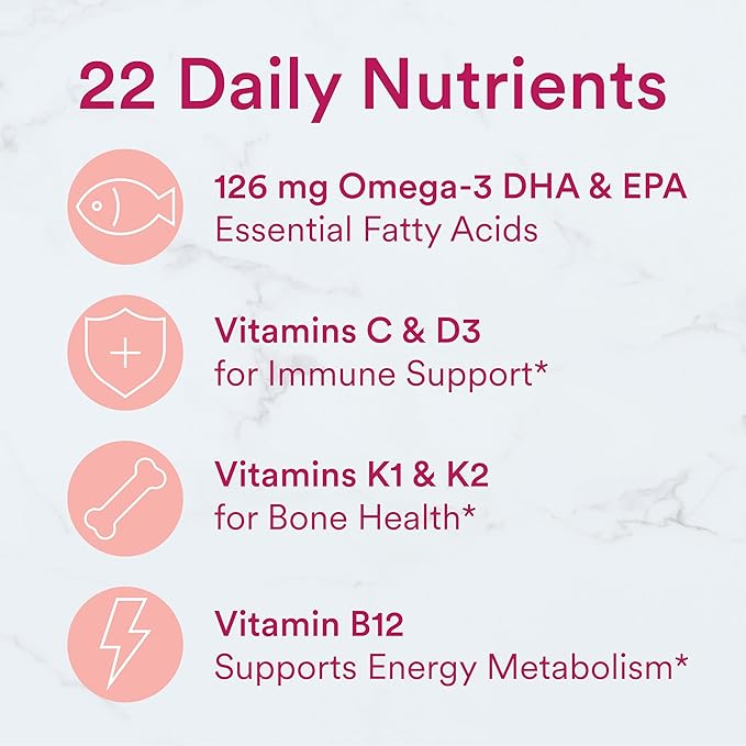 SmartyPants Women's Multivitamin Gummies: Omega 3 Fish Oil (EPA/DHA), Methylfolate, CoQ10, Vitamin D3, C, Vitamin B12, B6, Vitamin A, K & Zinc, Gluten Free, 240 Count (40 Day Supply)