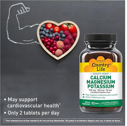 Country Life Calcium-Magnesium-Potassium - 90 Tablets