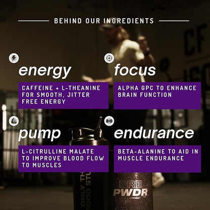 PWDRS Pre-Workout Powder, All Natural Pre Workout for Energy, Pump, Endurance & Strength, with Caffeine (Space Juice)