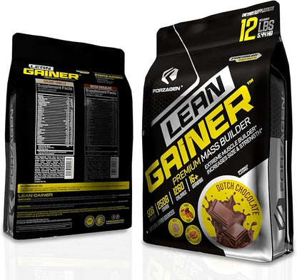 Forzagen Lean Gainer Premium Mass Builder | Mass Gainer Protein Powder for Men & Women | High Calorie Protein, Weight Gain, Bulk, Muscle Building Supplement | Dutch Chocolate, 12 lbs. (16+ Servings)