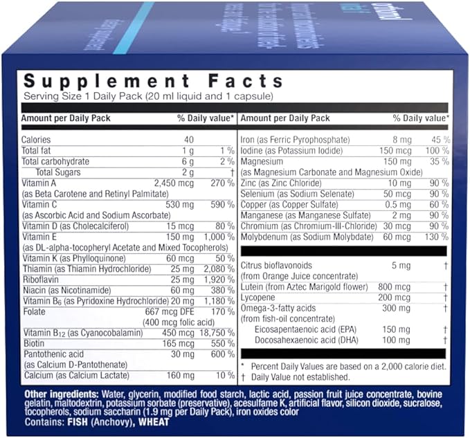 Orthomol Vital F Vial, Women's Multivitamin, 30-Day Supply, Vitamins A, B, C, D, E, K, Calcium, Iodine, Omega-3…