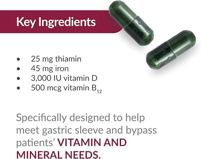 Bariatric Advantage Ultra Solo with Iron Daily Multivitamin for Gastric Bypass Surgery and Sleeve Gastrectomy Patients, Includes Vitamin B12, C, D, K, Thiamin and Copper - 30 Count