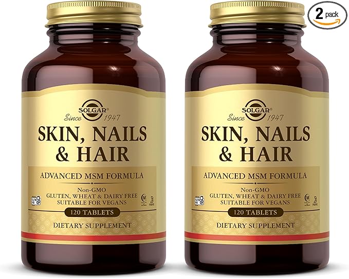 Solgar Skin, Nails & Hair - 120 Tablets, Pack of 2 - Advanced MSM Formula - Non GMO, Vegan, Gluten & Dairy Free - 120 Total Servings
