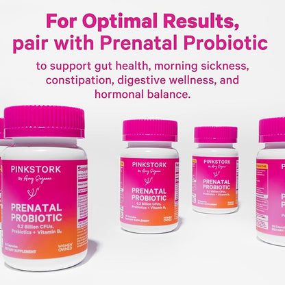 Pink Stork Total Prenatal Vitamins with DHA, Folate, Iron, Choline, and Vitamin B12 - Preconception Nutrition - Prenatals for Women, Pregnancy Must Haves - Mint Essence, 60 Capsules, 1 Month Supply