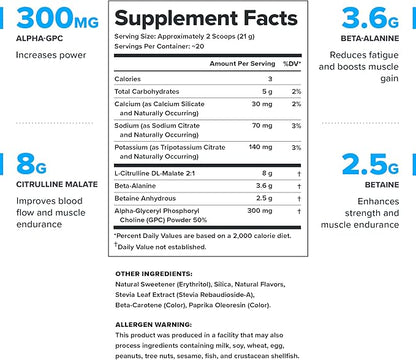 LEGION Pulse Pre Workout Supplement - All Natural Nitric Oxide Preworkout Drink to Boost Energy, Creatine Free, Naturally Sweetened, Beta Alanine, Citrulline, Alpha GPC (Caffeine Free Tropical Punch)