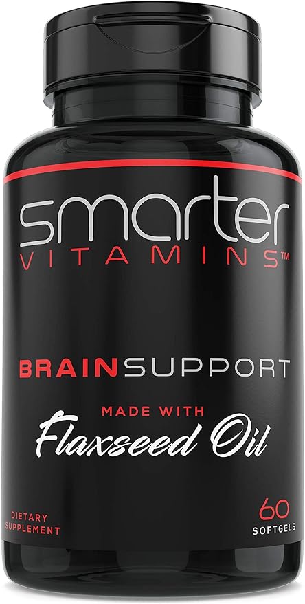 Smarter Brain Support Nootropic Supplement, Brain Booster & Memory Support, Made with Alpha-GPC, L-Tyrosine & Acetyl L-Carnitine ALCAR, Flaxseed Oil, ALA DHA Brain Booster 60 Softgel Energy Pills