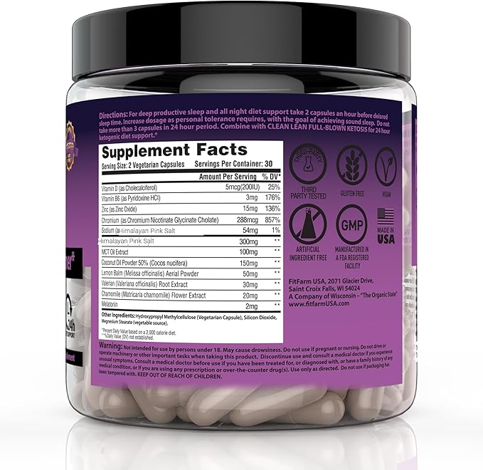 CLEAN+LEAN NIGHT KETO: First Ever Overnight Ketogenic Fat Burner & Sleep Aid | BHB Ketones + MCT Oil Extract + Vitamins & Minerals | 24 HR Diet Sleep Great Lose Weight | All Natural & GF | 60 Caps