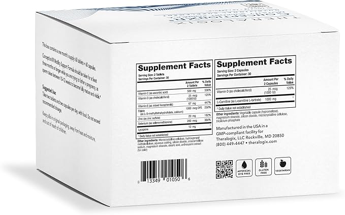 Theralogix ConceptionXR Motility Support Formula - Men's Preconception Vitamins for Fertility Support - Male Fertility Supplements for Sperm Health* - NSF Certified - 60 Tabs + 60 Caps (30-Day Supply)