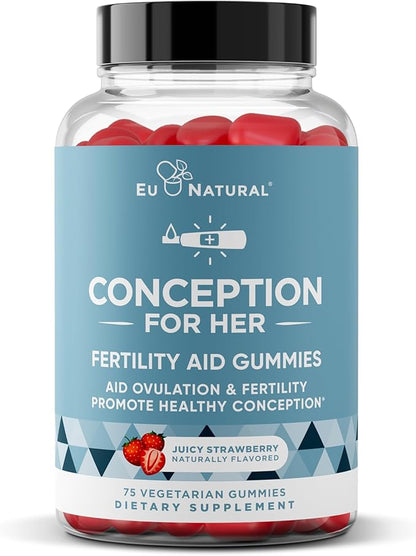 Conception for Her Fertility Gummies - Fertility Supplements for Women with Myo Inositol, Folate & More Essential Nutrients - Delicious Juicy Strawberry Hormone Balance Vitamins, 75 ct Gummies