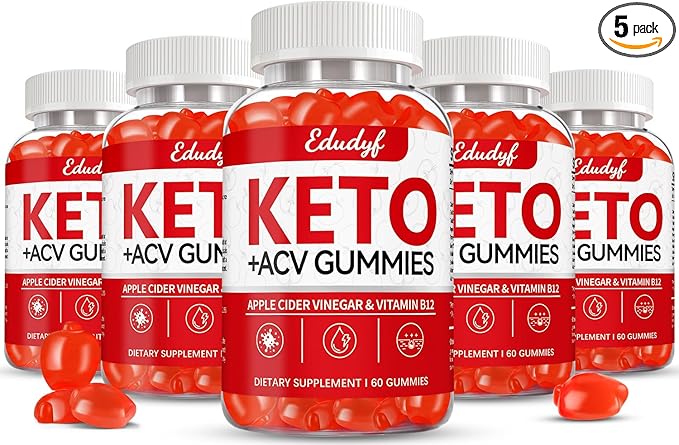 Keto ACV Gummies, Gluten & Sugar Free Apple Cider Vinegar Supplement for Men & Women - 300 Gummies (1500 mg-5 Pack)