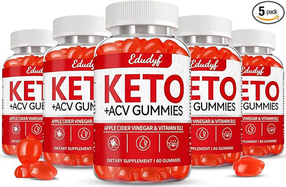 Keto ACV Gummies, Gluten & Sugar Free Apple Cider Vinegar Supplement for Men & Women - 300 Gummies (1500 mg-5 Pack)