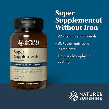 Nature's Sunshine Super Supplemental w/o Iron, 120 Tablets | Multivitamin for Men and Women Provides Vitamins, Minerals, Amino Acids, Herbs, Fruit Powders, Veggie Powders, and Carotenoids