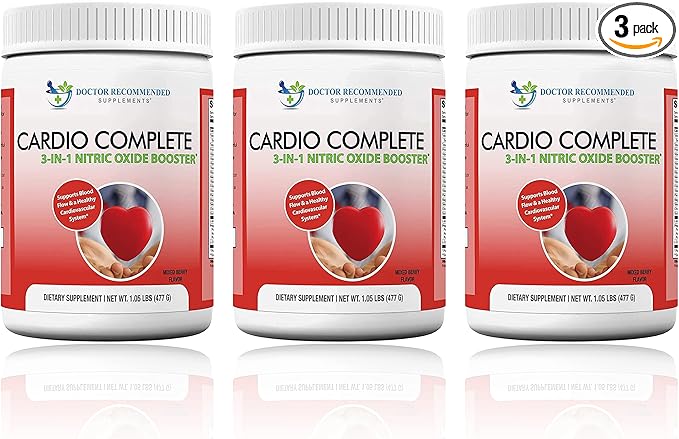 Cardio Complete - Heart Health Support Powder Supplement - 3-in-1 Nitric Oxide Booster with 5,000 L-Arginine, 1,000mg L-Citrulline, and Hawthorn Berry
