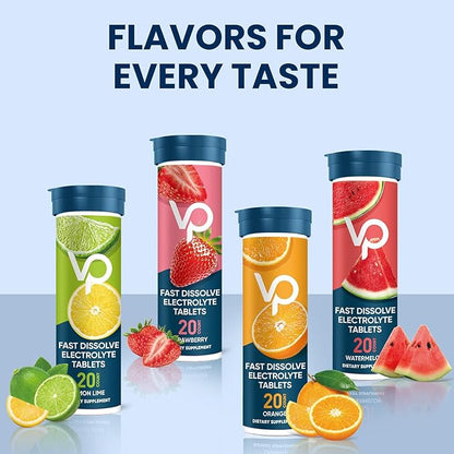 Venture Pal Chewable Electrolyte Tablets, Fast-Dissolve Sugar-Free Stick Salt Tablets - Variety Pack for Rapid Hydration, Outdoor Running, Hiking, Sports | Keto & Vegan Friendly | 80 Count (4 Pack)