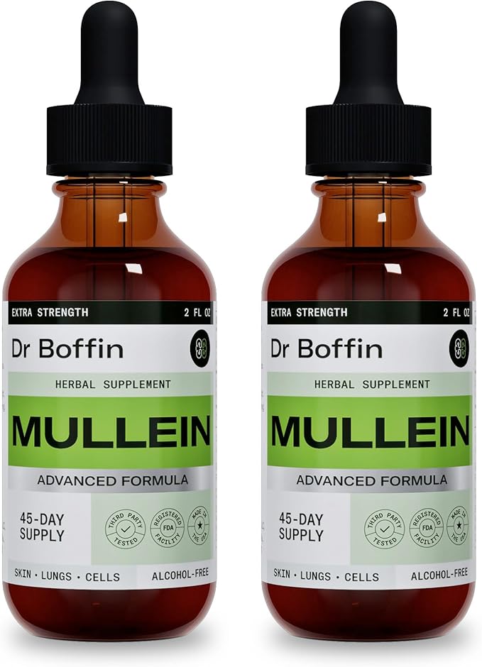 Mullein Leaf Liquid Extract 2 Fl Oz (Pack of 2) - Extra Strenght | Advanced Formula - Natural Supplement Liquid Tincture - Lung Cleanse and Detox - Respiratory Health and Immune Support Drops