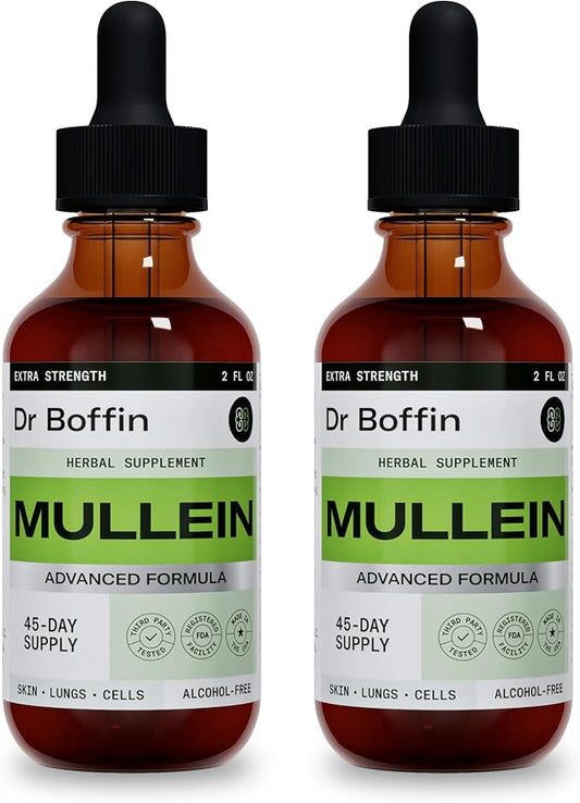 Mullein Leaf Liquid Extract 2 Fl Oz (Pack of 2) - Extra Strenght | Advanced Formula - Natural Supplement Liquid Tincture - Lung Cleanse and Detox - Respiratory Health and Immune Support Drops