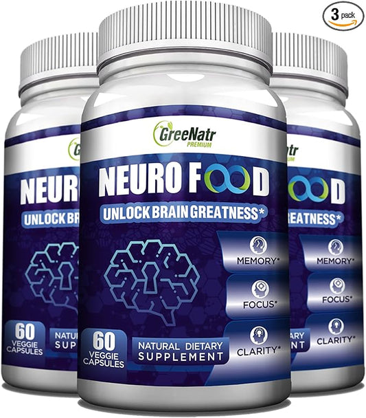 Brain Supplements for Memory and Focus - Ginko Biloba Capsules Brain Booster Supplement with B1, Folic Acid & Calcium - Memory Supplements for Cognitive Function & Brain Health 3 Bottles