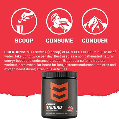 MTN OPS Enduro Nitric Oxide Supplement & Stim-Free Pre Workout - 30 Servings - with Magnesium Citrate, Beet Root Powder, Niacinamide, L Arginine & L Citrulline - Black Cherry Flavor