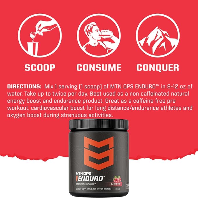 MTN OPS Enduro Nitric Oxide Supplement & Stim-Free Pre Workout - 30 Servings - with Magnesium Citrate, Beet Root Powder, Niacinamide, L Arginine & L Citrulline - Citrus Bliss Flavor