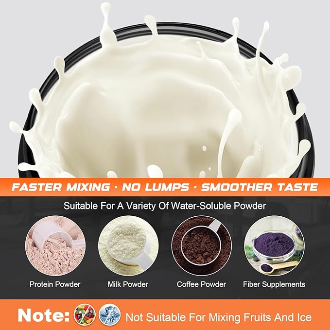 Electric Protein Shaker Bottle, Lockable Electric Blender Cup, 24oz Tritan USB Rechargeable Mixer, Portable Blender Shaker Cups for Protein Shakes for Men Women, Black and Orange