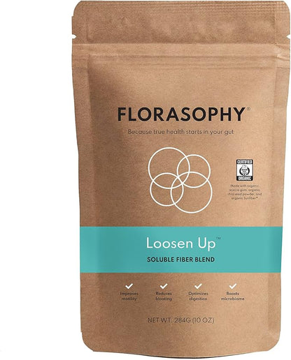 Loosen Up Organic Soluble Fiber Supplement for Digestive Gut Health, Constipation & IBS Relief, Gluten Free Vegan Soluble Prebiotic Powder, One Month Supply