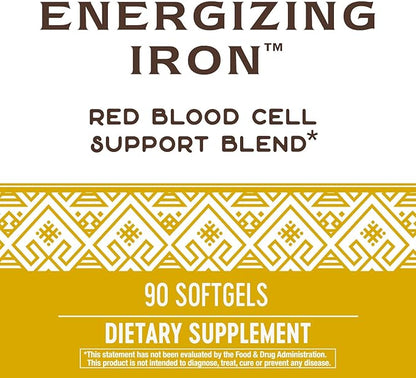 Nature's Way Energizing Iron - Red Blood Cell Support* - 8 mg Iron, -200 mcg of Cyanocobalamin & Vitamin B12 per 2-Softgel Serving - Gluten Free - 90 Softgels